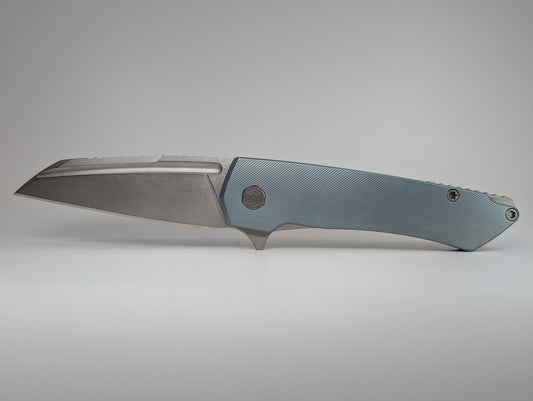 MachineWise Mojave Pastel Blue (S90V | Lightwash | Finestep) Framelock Folding Knife #598 *BLEM*
