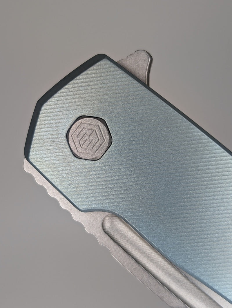 MachineWise Mojave Pastel Blue (S90V | Lightwash | Finestep) Framelock Folding Knife #598 *BLEM*