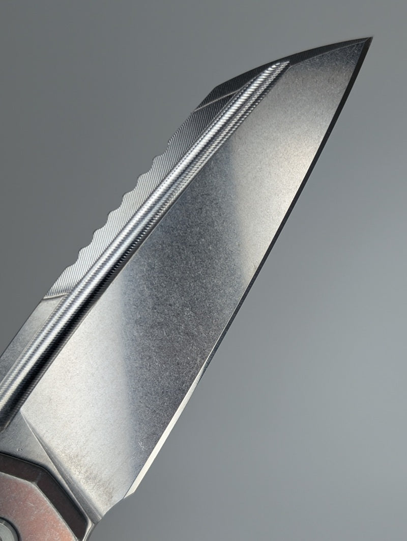 MachineWise Mojave Pink w/ Heavy Distress (Stonewash) Blem | Smooth | Finestep Clip) Framelock Folding Knife #783