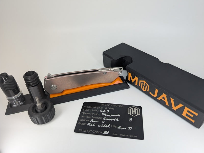 MachineWise Mojave Pink w/ Heavy Distress (Stonewash) Blem | Smooth | Finestep Clip) Framelock Folding Knife #783