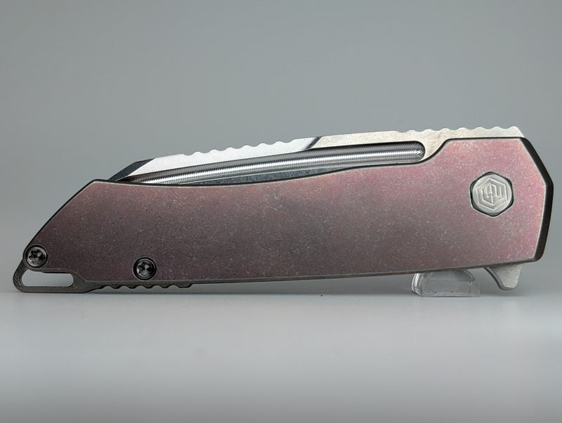 MachineWise Mojave Pink w/ Heavy Distress (Stonewash) Blem | Smooth | Finestep Clip) Framelock Folding Knife #783