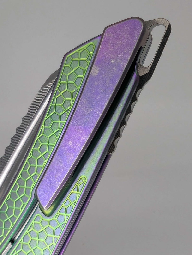 MachineWise Mojave Green / Pink Distress (CPM 20CV | Stonewash | Stars Handle) Framelock Folding Knife 225 *BLEM*