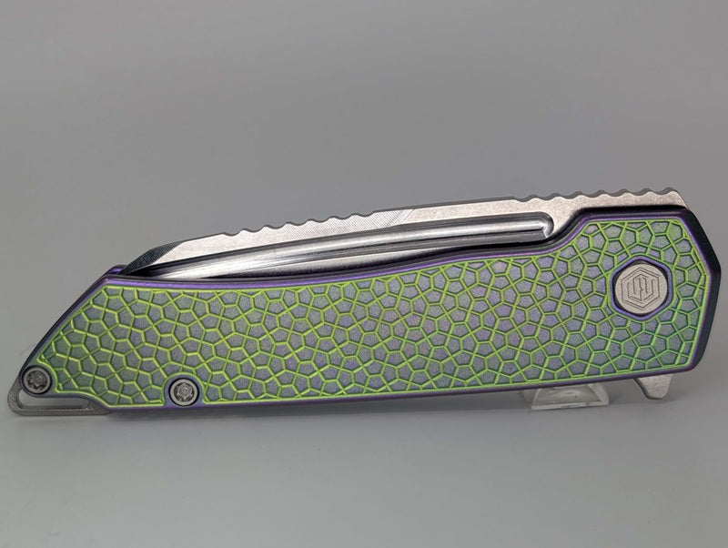 MachineWise Mojave Green / Pink Distress (CPM 20CV | Stonewash | Stars Handle) Framelock Folding Knife 225 *BLEM*