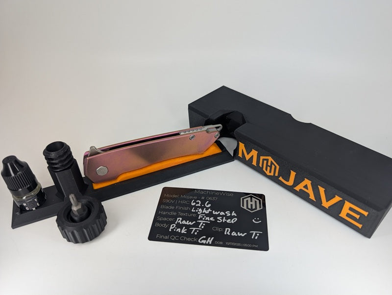 MachineWise Mojave Pink Titanium Framelock Folding Knife #637
