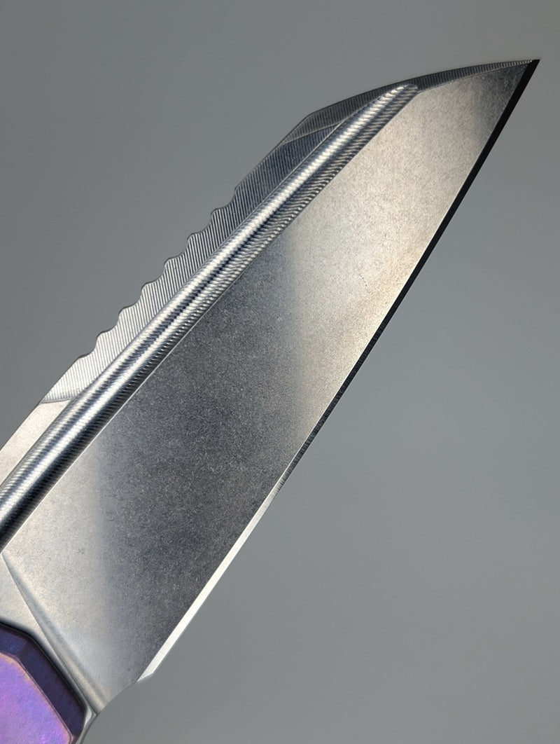 MachineWise Mojave Blue Purple Fade ( S90V | Smooth Clip | Smooth Handle) Framelock Folding Knife #694