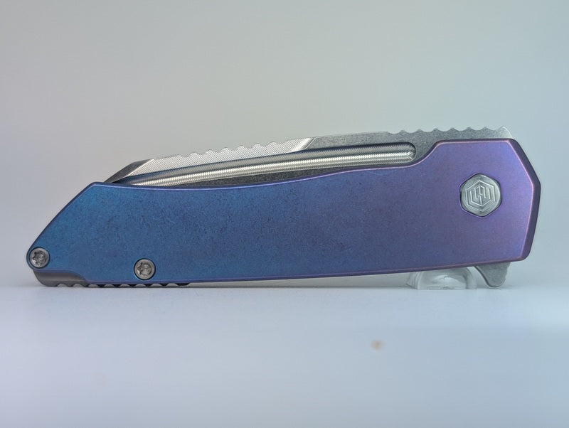 MachineWise Mojave Blue Purple Fade ( S90V | Smooth Clip | Smooth Handle) Framelock Folding Knife #694