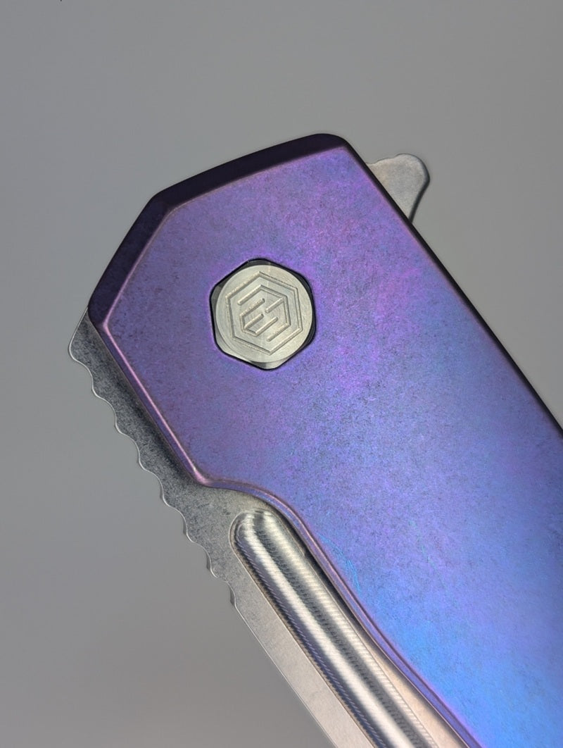 MachineWise Mojave Blue Purple Fade ( S90V | Smooth Clip | Smooth Handle) Framelock Folding Knife #694