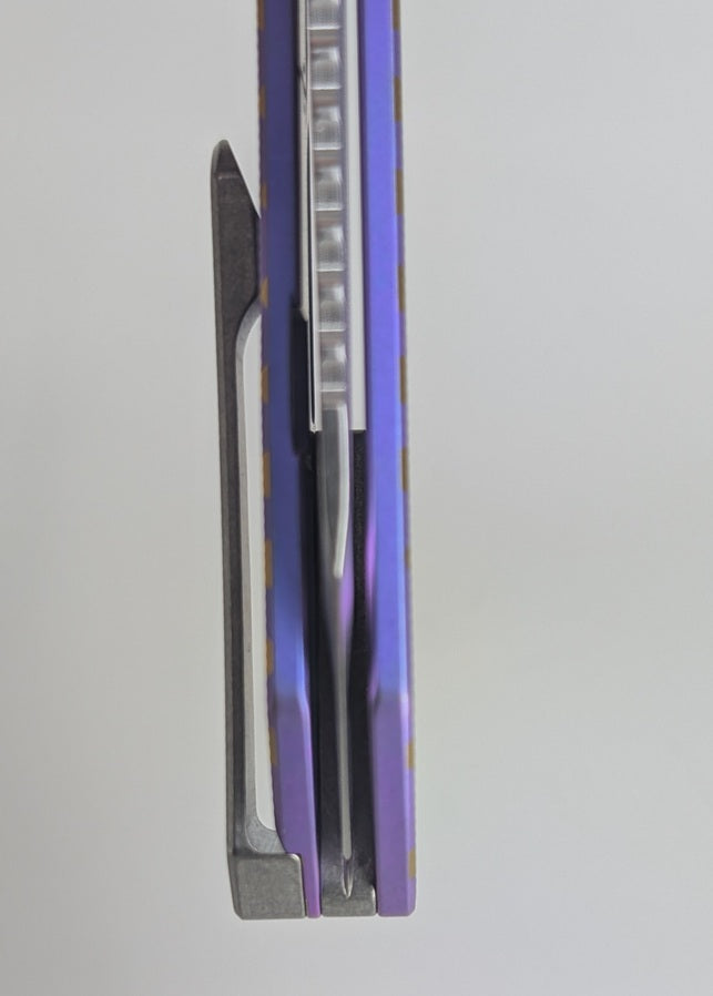 MachineWise Mojave Purple Circles (S90V | Epicenter Handle) Framelock Folding Knife #1504 *BLEM*