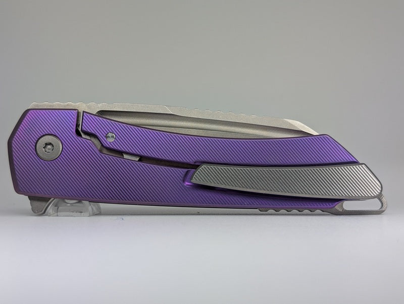 MachineWise Mojave Purple Ti (CPM S90V | Lightwash | Fine Step) Framelock Folding Knife 578 *BLEM*