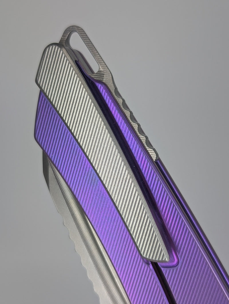 MachineWise Mojave Purple Ti (CPM S90V | Lightwash | Fine Step) Framelock Folding Knife 578 *BLEM*