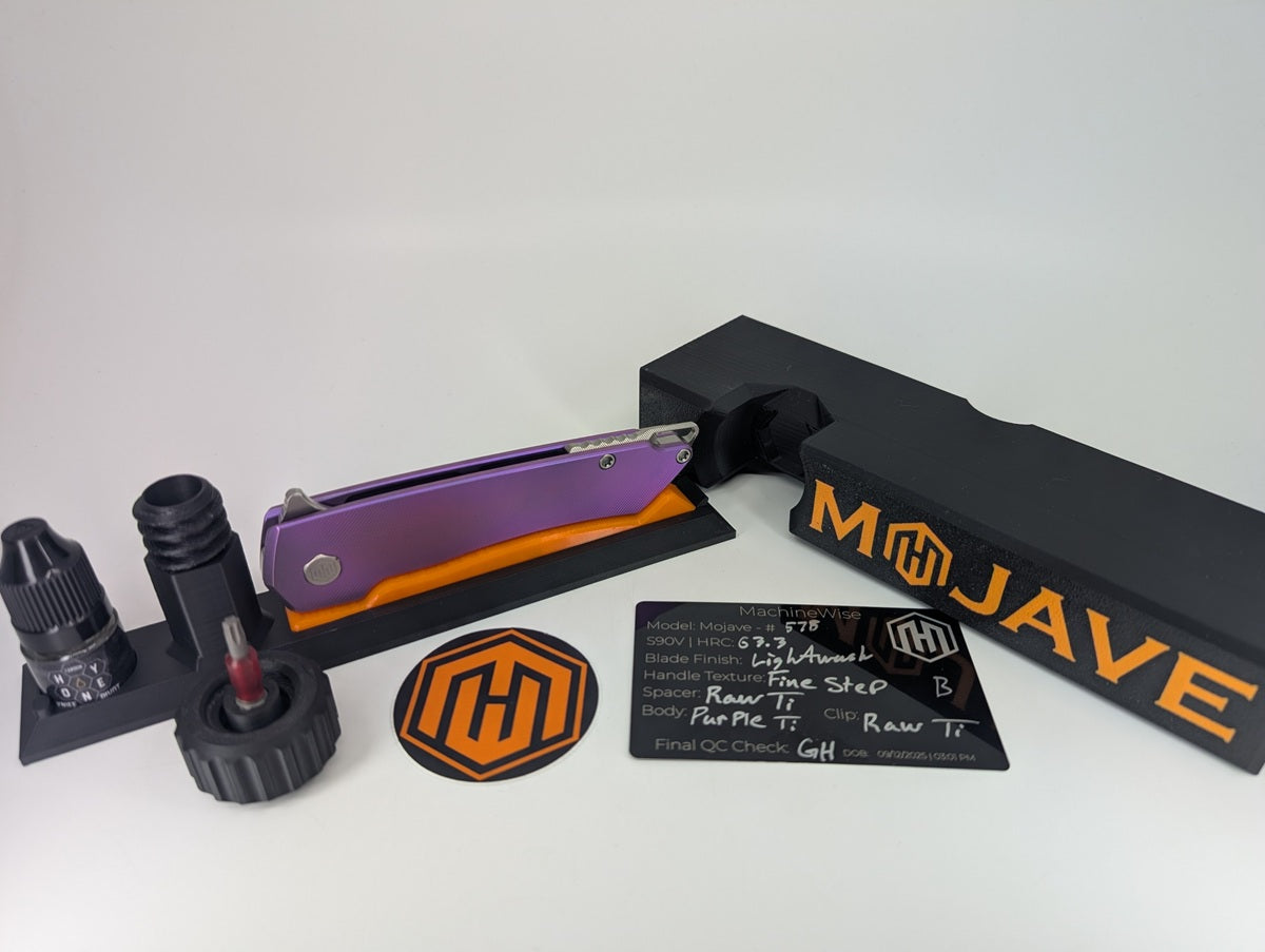 MachineWise Mojave Purple Ti (CPM S90V | Lightwash | Fine Step) Framelock Folding Knife 578 *BLEM*