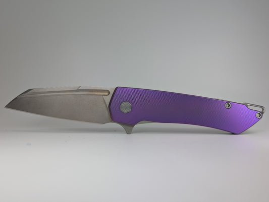MachineWise Mojave Purple Ti (CPM S90V | Lightwash | Fine Step) Framelock Folding Knife 578 *BLEM*