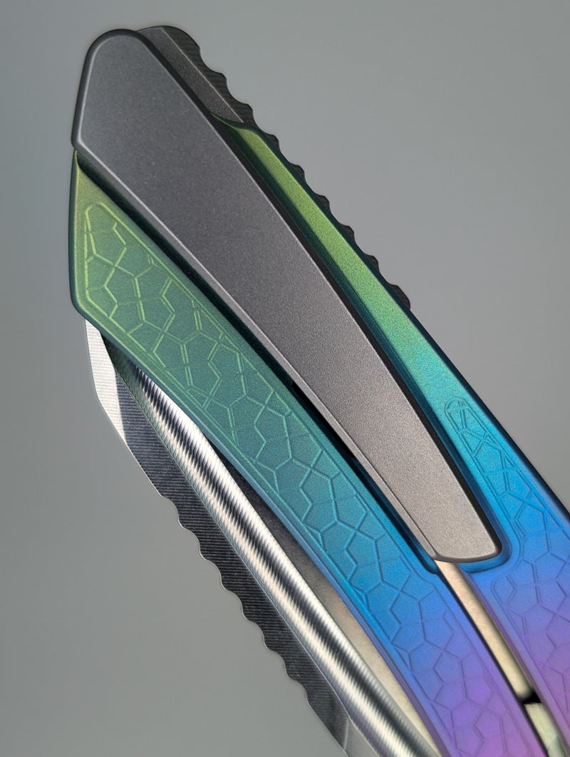MachineWise Mojave Rainbow Lanyardless Framelock Folding Knife #676