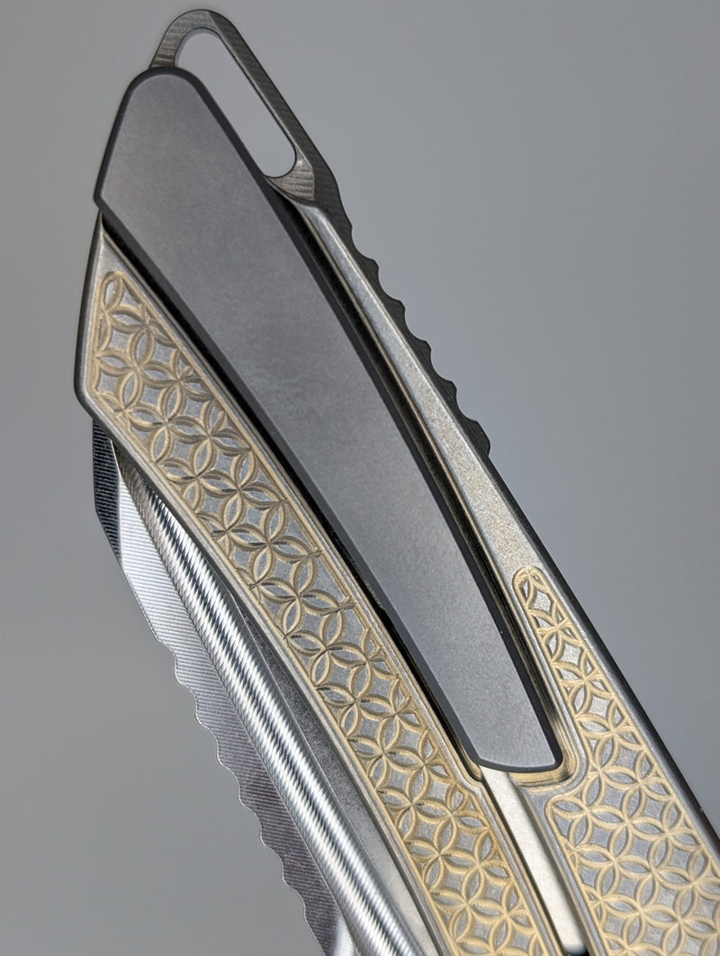Mojave Raw Fade Distress (CPM S90V | Stonewash | Mosaic Handle) Framelock Folding Knife #964