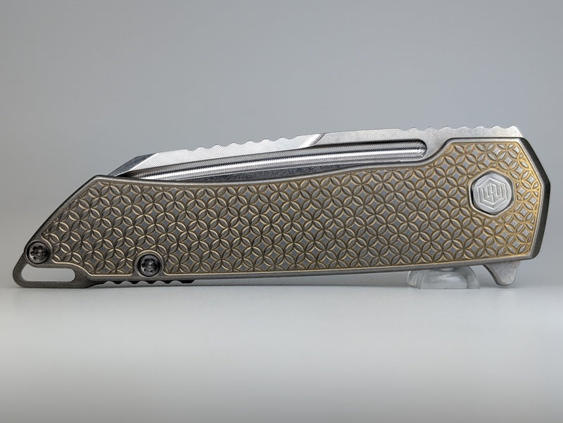 Mojave Raw Fade Distress (CPM S90V | Stonewash | Mosaic Handle) Framelock Folding Knife #964