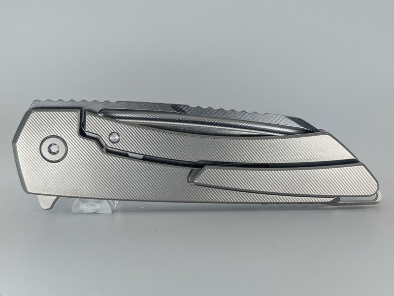 MachineWise Mojave Raw (S90V | Stonewash | Fine Step Handle) Framelock Folding Knife 248 *BLEM*