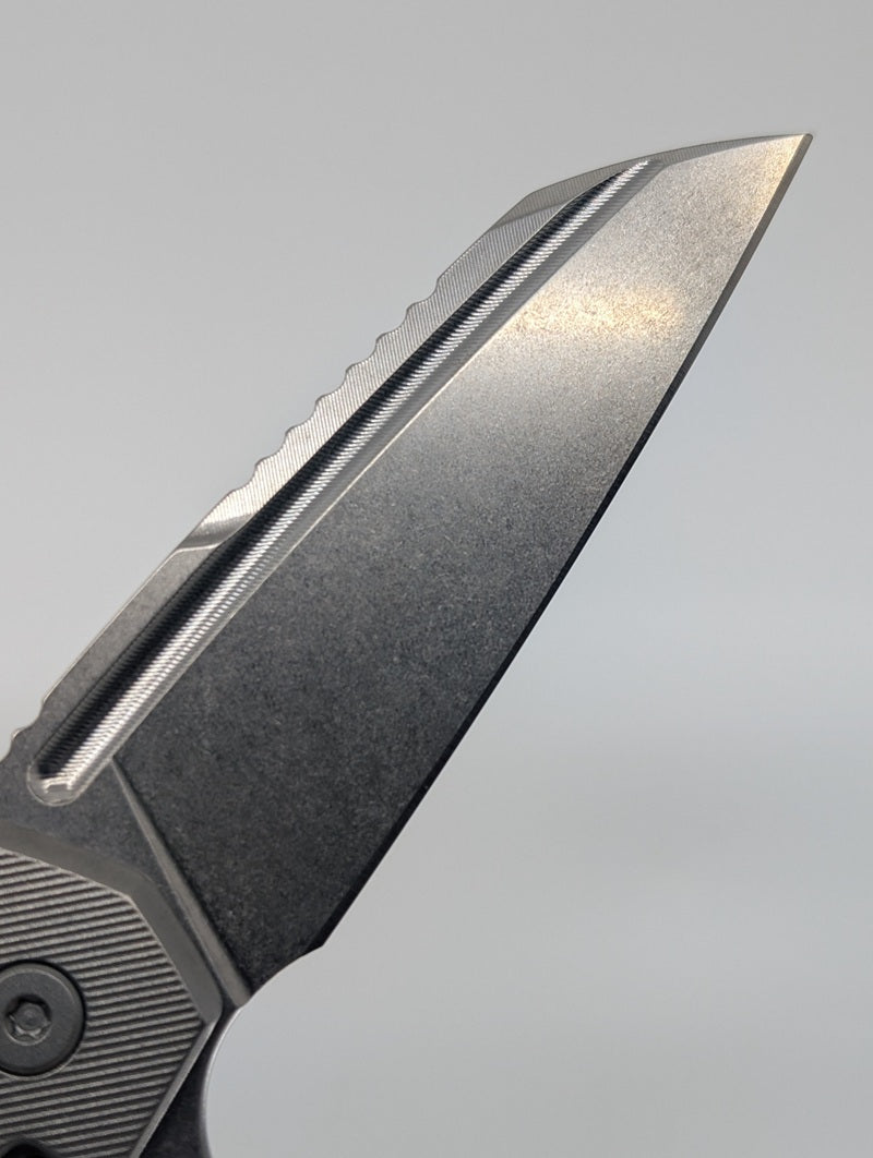 MachineWise Mojave Raw (S90V | Stonewash | Fine Step Handle) Framelock Folding Knife 248 *BLEM*