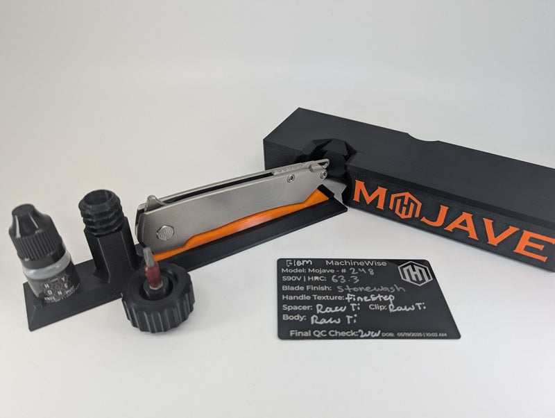 MachineWise Mojave Raw (S90V | Stonewash | Fine Step Handle) Framelock Folding Knife 248 *BLEM*