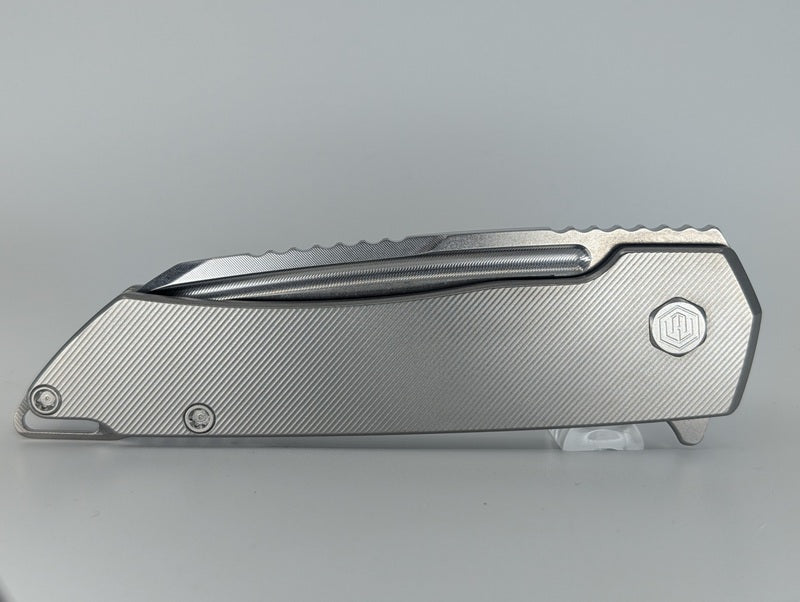MachineWise Mojave Raw (S90V | Stonewash | Fine Step Handle) Framelock Folding Knife 248 *BLEM*