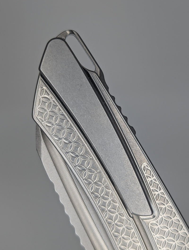 MachineWise Mojave Raw Ti (S90V | Mosaic Handle) Framelock Folding Knife #1388 *BLEM*
