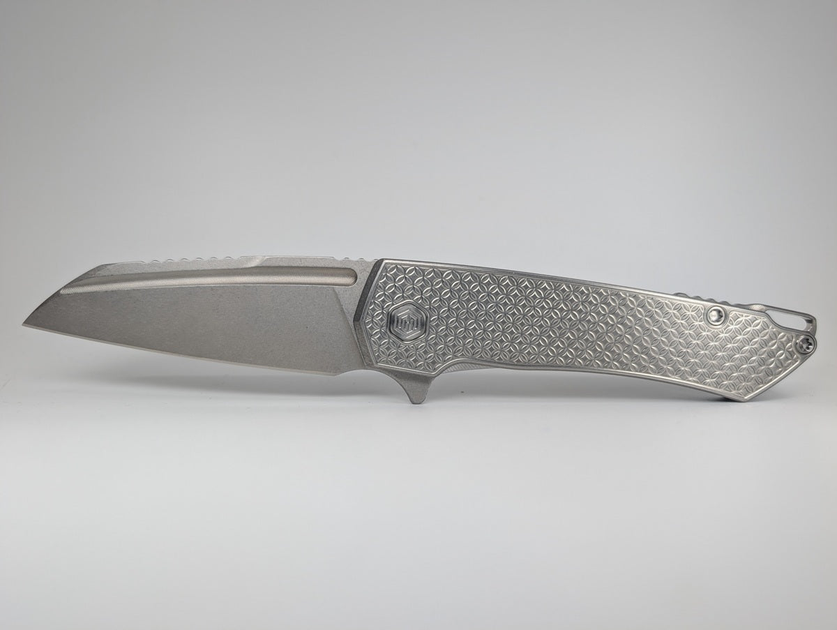 MachineWise Mojave Raw Ti (S90V | Mosaic Handle) Framelock Folding Knife #1388 *BLEM*