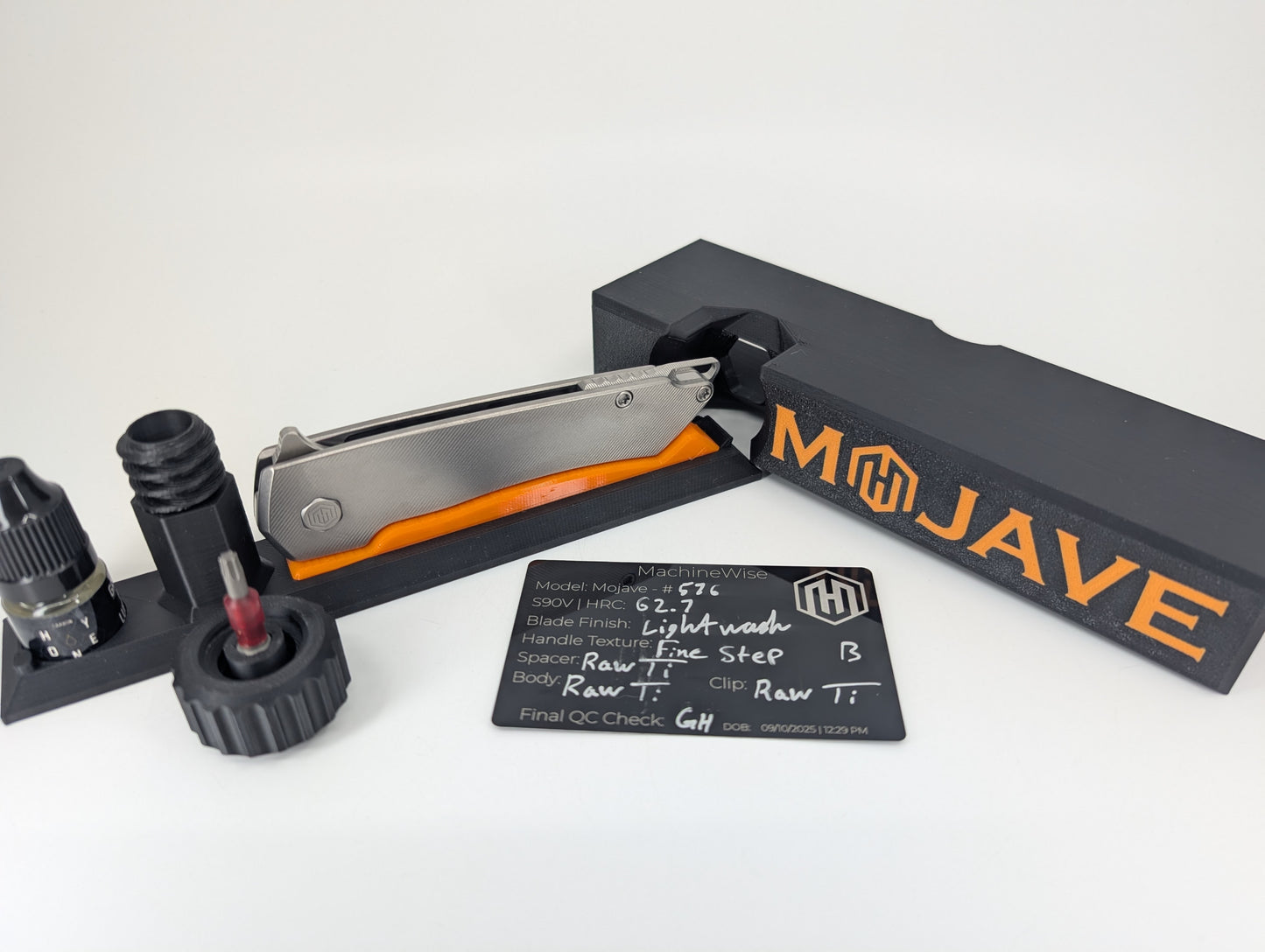 MachineWise Mojave Raw Ti (CPM S90V | Lightwash | Fine Step) Framelock Folding Knife 576 *BLEM*