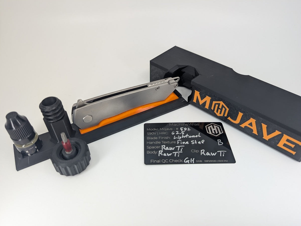 MachineWise Mojave Raw Ti (CPM S90V | Lightwash | Fine Step) Framelock Folding Knife 582 *BLEM*