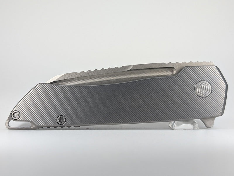 MachineWise Mojave Raw Ti (CPM S90V | Lightwash | Fine Step) Framelock Folding Knife 576 *BLEM*