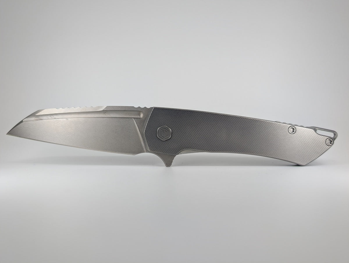 MachineWise Mojave Raw Ti (CPM S90V | Lightwash | Fine Step) Framelock Folding Knife 576 *BLEM*