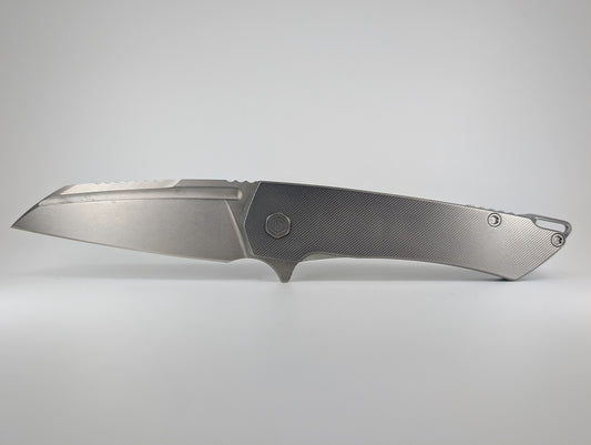 MachineWise Mojave Raw Ti (CPM S90V | Lightwash | Fine Step) Framelock Folding Knife 576 *BLEM*