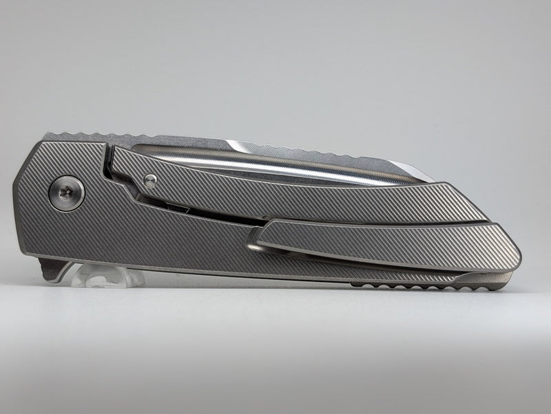 Mojave Raw Ti (CPM S90V | Stonewash | Finestep Handle) Framelock Folding Knife #789 *BLEM*