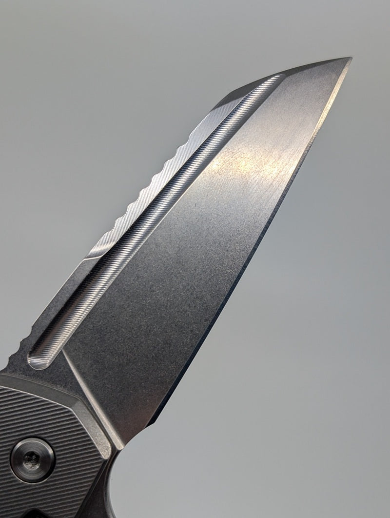 Mojave Raw Ti (CPM S90V | Stonewash | Finestep Handle) Framelock Folding Knife #789 *BLEM*