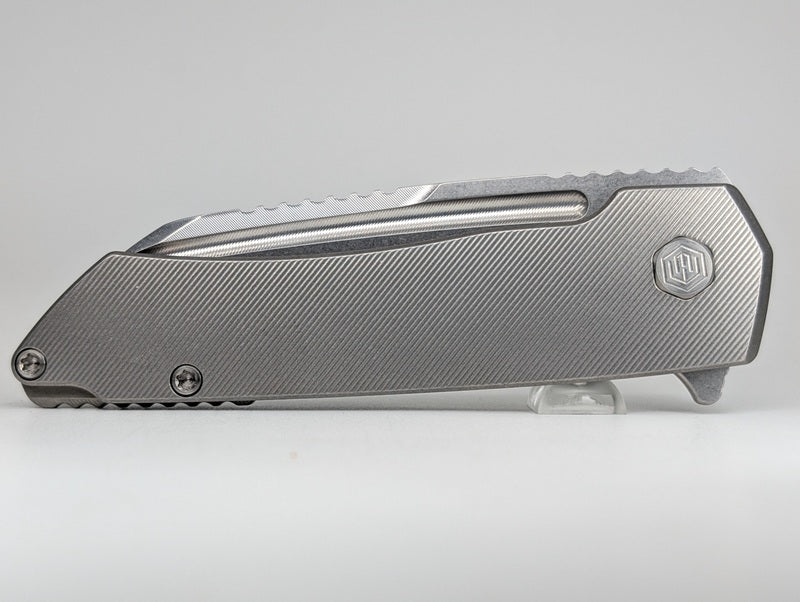 Mojave Raw Ti (CPM S90V | Stonewash | Finestep Handle) Framelock Folding Knife #789 *BLEM*
