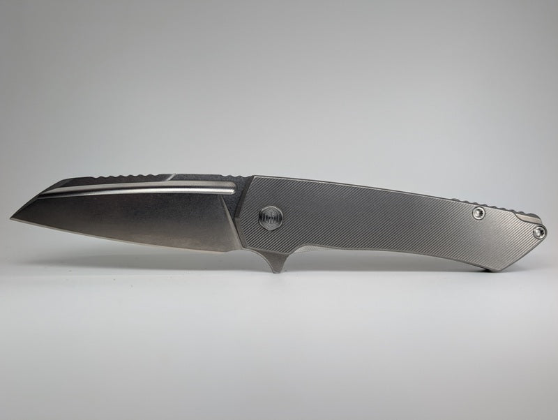 Mojave Raw Ti (CPM S90V | Stonewash | Finestep Handle) Framelock Folding Knife #789 *BLEM*