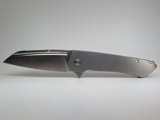 Mojave Raw Ti (CPM S90V | Stonewash | Finestep Handle) Framelock Folding Knife #789 *BLEM*