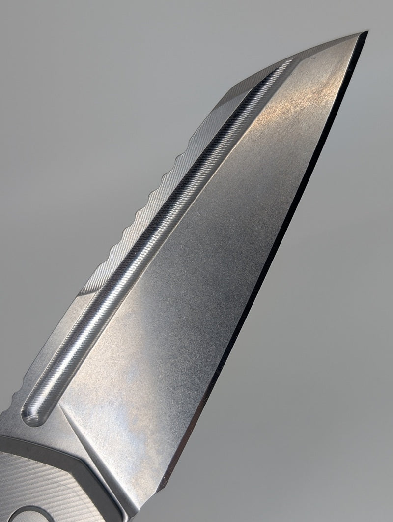 MachineWise Mojave Raw (S90V | Stonewash | Finestep Handle) Framelock Folding Knife #328 *BLEM*