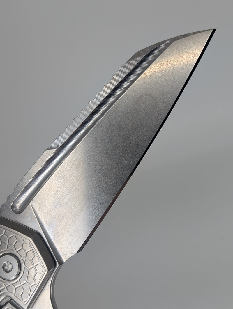 MachineWise Mojave Raw (S90V | Stonewash | Turtle Handle) Framelock Folding Knife #330 *BLEM*