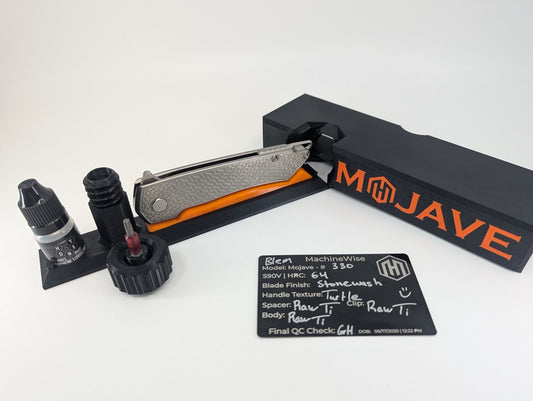MachineWise Mojave Raw (S90V | Stonewash | Turtle Handle) Framelock Folding Knife #330 *BLEM*