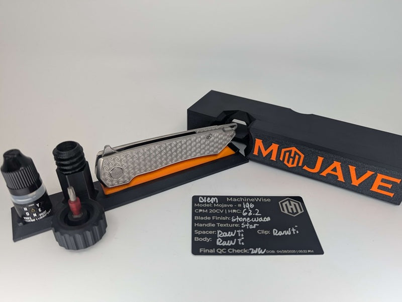 MachineWise Mojave Raw (CPM 20CV | Stonewash | Star Handle) Framelock Folding Knife 196 *BLEM*