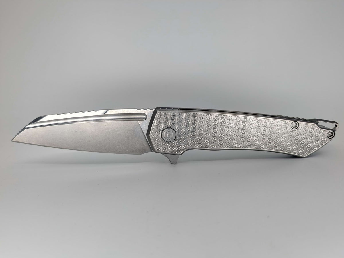 MachineWise Mojave Raw (CPM 20CV | Stonewash | Star Handle) Framelock Folding Knife 194 *BLEM*