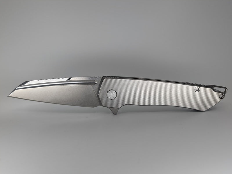 MachineWise Mojave Raw (S90V | Stonewash | Finestep Handle) Framelock Folding Knife #328 *BLEM*
