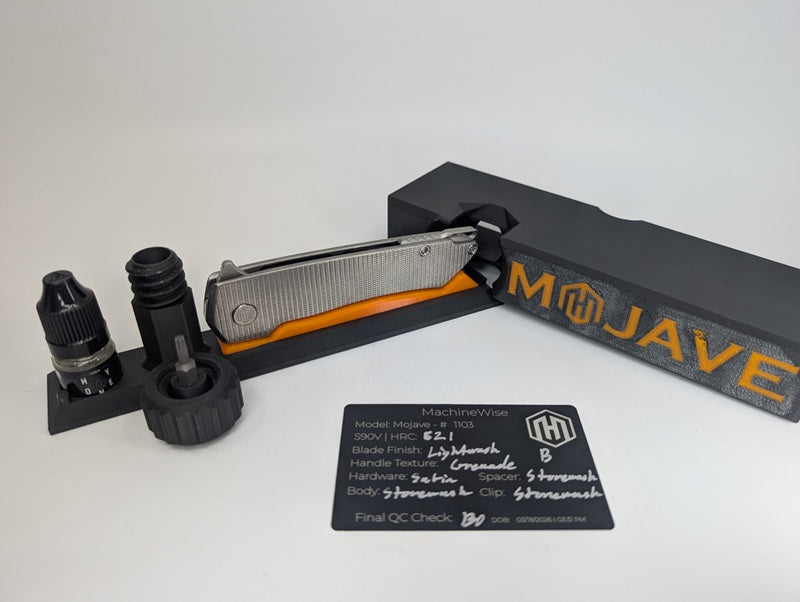 MachineWise Mojave Raw (S90V | Lightwash | Grenade Handle) Framelock Folding Knife #1103 *BLEM*