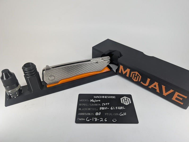 MachineWise Mojave Raw Ti (S90V | Stonewash | Mosaic) Framelock Folding Knife #1377