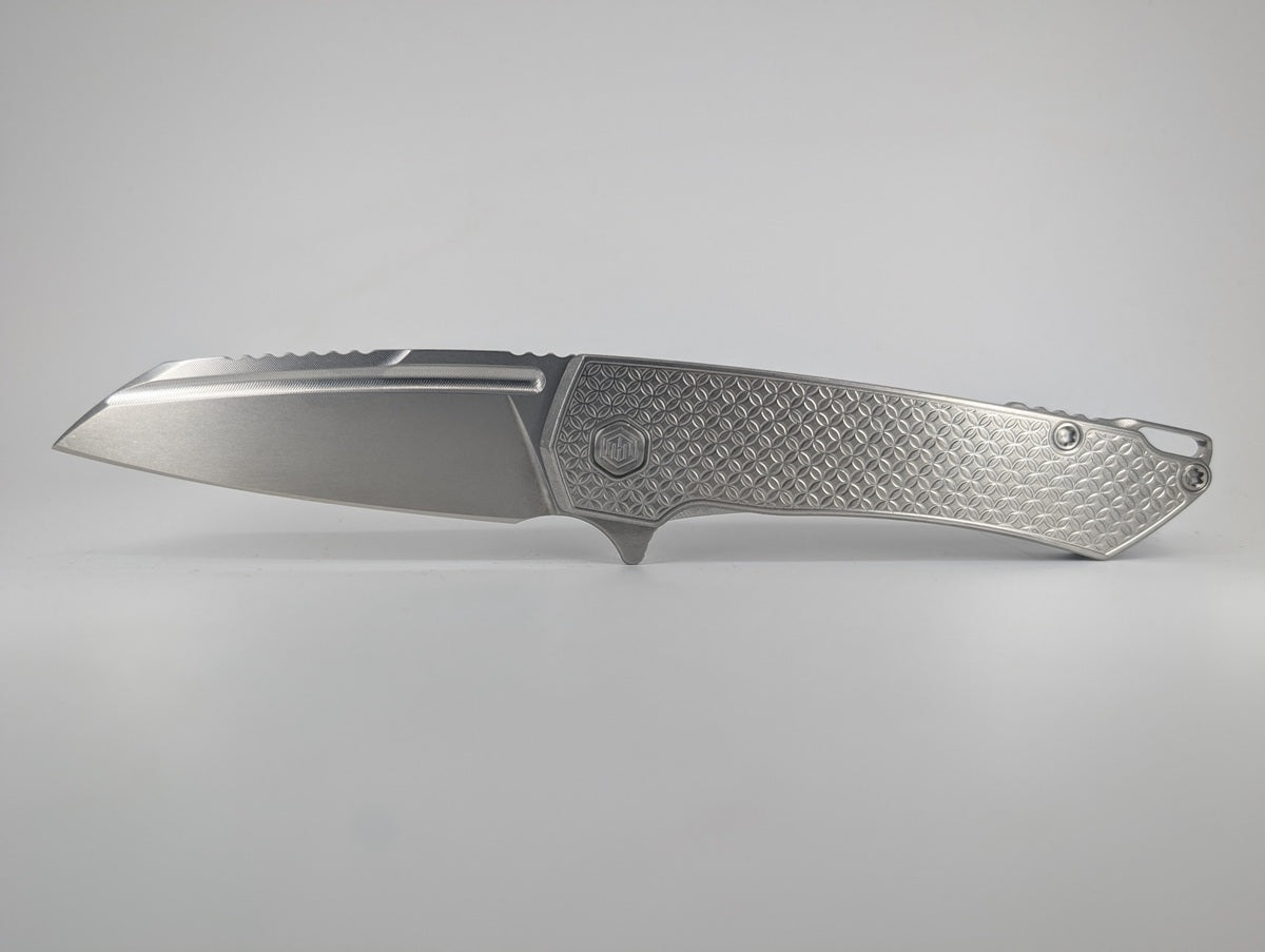 MachineWise Mojave Raw Ti (S90V | Stonewash | Mosaic) Framelock Folding Knife #1377
