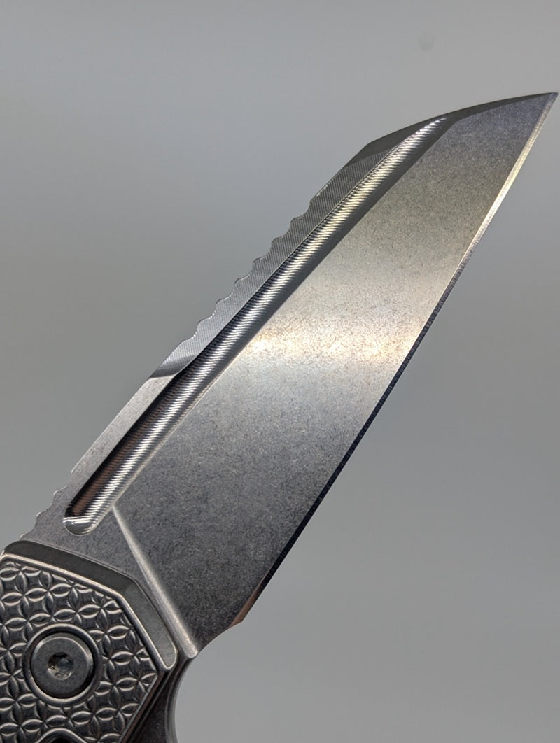 Mojave Raw Ti (CPM S90V | Stonewash | Mosaic Handle) Framelock Folding Knife #878
