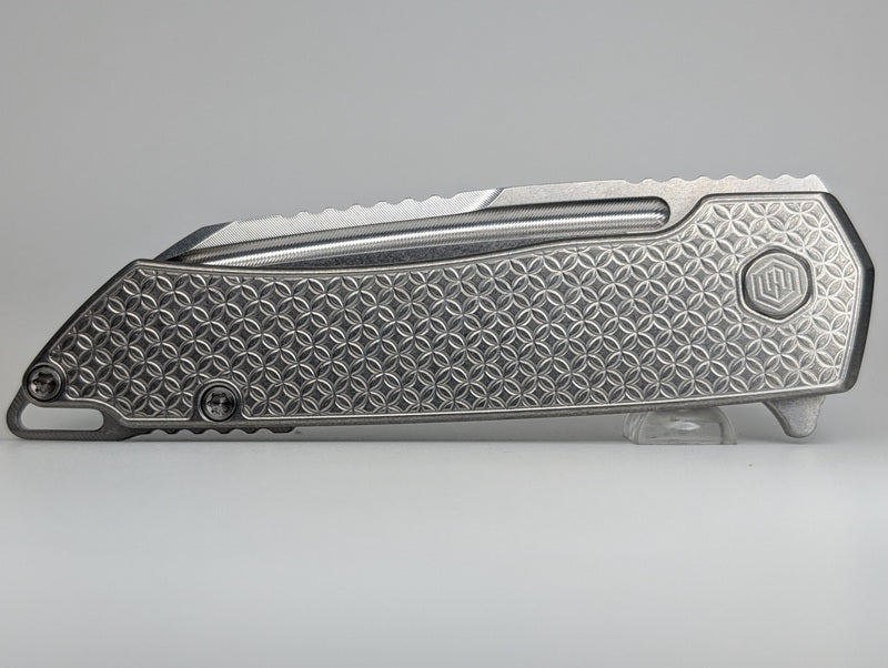 Mojave Raw Ti (CPM S90V | Stonewash | Mosaic Handle) Framelock Folding Knife #878