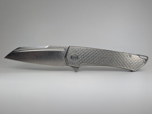 Mojave Raw Ti (CPM S90V | Stonewash | Mosaic Handle) Framelock Folding Knife #878