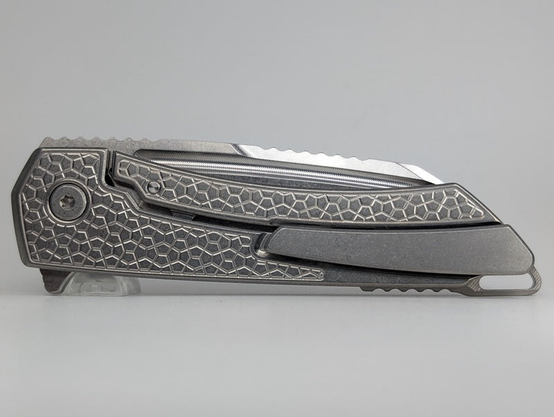 Mojave Raw Ti (CPM S90V | Stonewash | Turtle Handle) Framelock Folding Knife #883