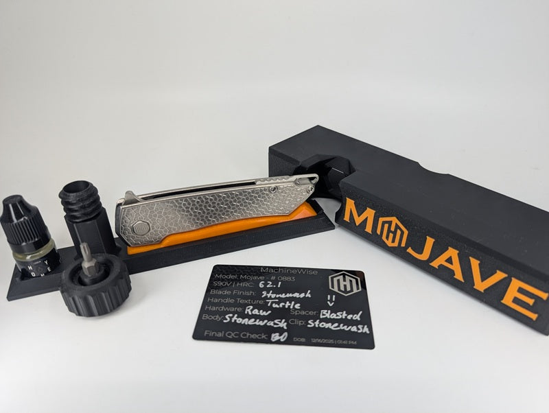 Mojave Raw Ti (CPM S90V | Stonewash | Turtle Handle) Framelock Folding Knife #883