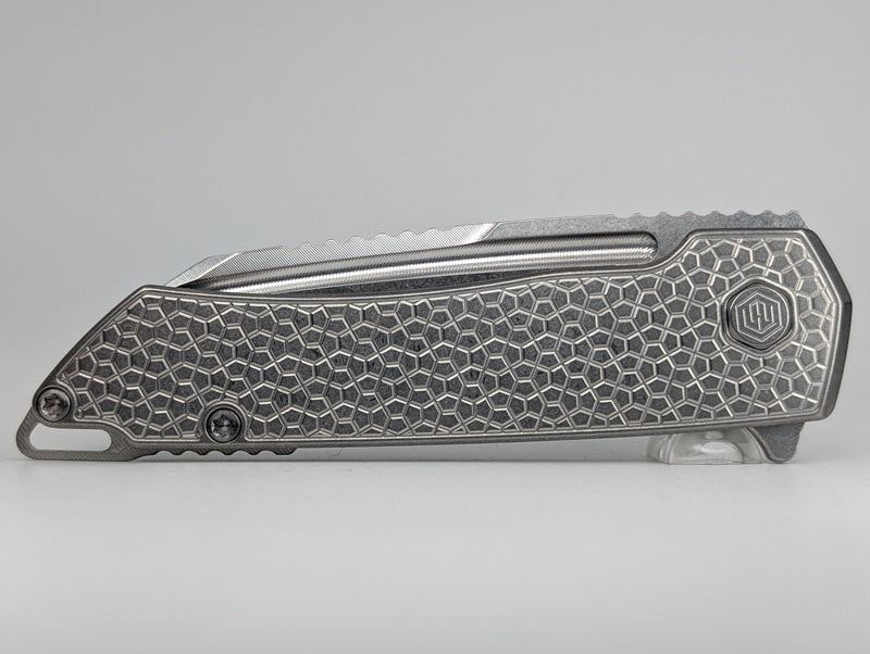 Mojave Raw Ti (CPM S90V | Stonewash | Turtle Handle) Framelock Folding Knife #883